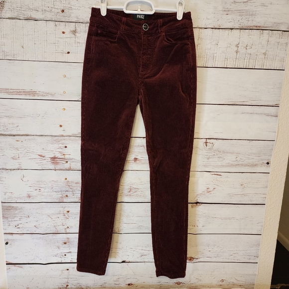 PAIGE- Hoxton Ankle-Burgundy Courdroy jeans...size 25 - Picture 2 of 9